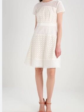 Banana Republic White Eyelet Fit-and-Flare Dress